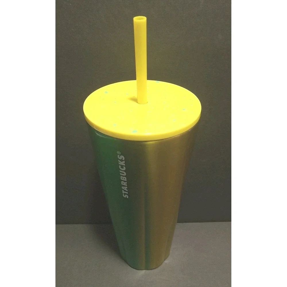Starbucks Summer 2022 Green/Yellow‎ Puffy Stainless-Steel 24 Oz. Tumbler